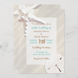 沿岸砂浜ヒトデと砂ドルビーチ 招待状