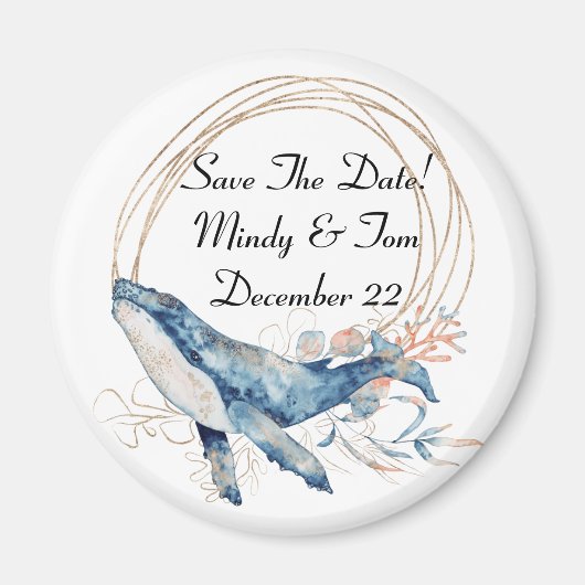 沿岸磁石の日付を保存 マグネット (正面)