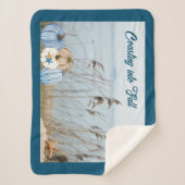 沿岸秋ブルーとホワイトカボチャとヒトデ シェルパブランケット (正面)