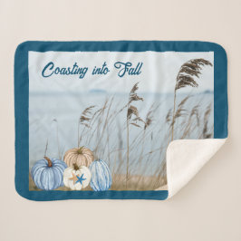 沿岸秋ブルーとホワイトカボチャとヒトデ シェルパブランケット