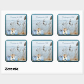 沿岸秋ブルーとホワイトカボチャとヒトデ スクエアシール (シート)