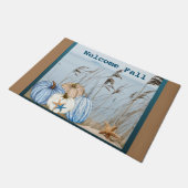 沿岸秋ブルーとホワイトカボチャとヒトデ ドアマット (アングル)