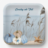 沿岸秋ブルーとホワイトカボチャとヒトデ ペーパープレート (正面)