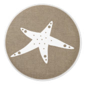 沿岸素朴でフェイクなバーラップ及び白いヒトデ セラミックノブ (正面)