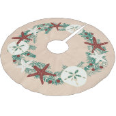 沿岸素朴なビーチのクリスマスの休日のヒトデ ブラッシュドポリエステルツリースカート (アングル)