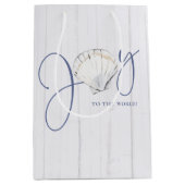 沿岸素朴のクリスマスの海の喜び ミディアムペーパーバッグ (正面)