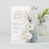 沿岸素朴グリーン金ゴールドフローラブライダルシャワー 招待状 (スタンド正面)