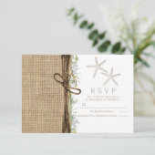 沿岸素朴ビーチスターフィッシュバーラップウェディングRSVP 招待状 (スタンド正面)