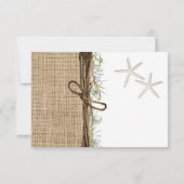 沿岸素朴ビーチスターフィッシュバーラップウェディングRSVP 招待状 (裏面)