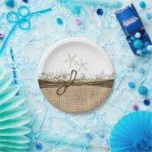 沿岸素朴ビーチスターフィッシュバーラップ&グリーンリー ペーパープレート (パーティー)