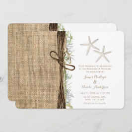 沿岸素朴ビーチスターフィッシュバーラップ&グリーンリー 招待状