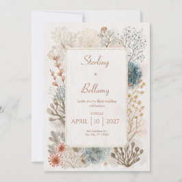 沿岸素朴フォークア結婚ート 招待状