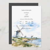 沿岸素朴風車シービューバックラ結婚ンド 招待状 (正面/裏面)