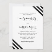 沿岸結婚の航海のストライプ白黒 招待状 (正面)