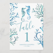 沿岸結婚海馬のテーブル番号 招待状 (裏面)