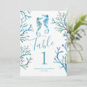 沿岸結婚海馬のテーブル番号 招待状 (スタンド正面)