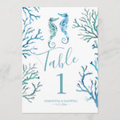 沿岸結婚海馬のテーブル番号 招待状 (正面)