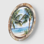 沿岸脱出» – ウインドー航海のトロピカル ラージ壁時計 (傾斜)
