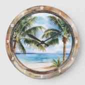 沿岸脱出» – ウインドー航海のトロピカル ラージ壁時計 (正面)