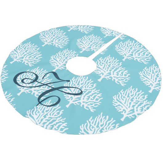 沿岸航海のな白海珊瑚家族のイニシャル ブラッシュドポリエステルツリースカート (アングル)