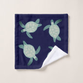 沿岸航海のウミガメ海軍ブルーアクアグリーン バスタオルセット (ウォッシュタオル)