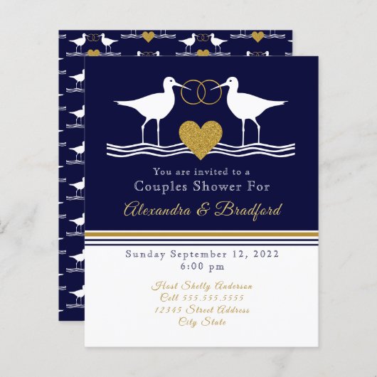 沿岸航海のカップルのシャワー海軍ブルーサンドパイパー (正面/裏面)