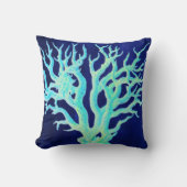 沿岸航海のシックなビーチイ海軍コーラルリーフ クッション (正面)