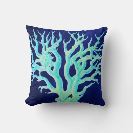 沿岸航海のシックなビーチイ海軍コーラルリーフ クッション (正面)