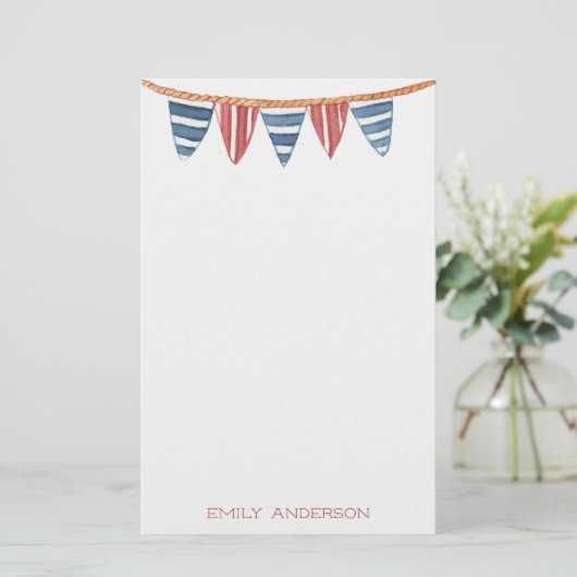 沿岸航海のビーチフラパーソナライズされたグ 便箋 (スタンド正面)