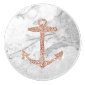 沿岸航海のビーチホワイトマーブルシップいかり セラミックノブ (正面)