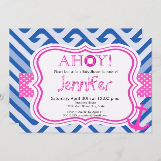 沿岸航海のビーチ女の子のシャワー招待 招待状 (正面/裏面)