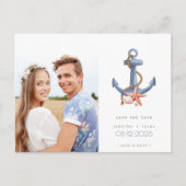 沿岸航海の写真ビーチ結婚式日付の保存 案内ポストカード (正面)
