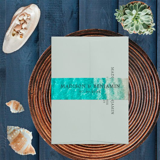 沿岸航海の夏のビーチ目的地の結婚式 招待状ベリーバンド
