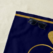 沿岸航海の夫婦の海軍結婚ブルー金ゴールド ビーチタオル (インサイチュ)