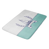 沿岸航海の帆船ティール(緑がかった色)ブルーネイビーサマー バスマット (アングル)