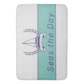 沿岸航海の帆船ティール（緑がかった色）ブルーネイビーサマー バスマット (正面縦)