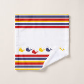 沿岸航海の海軍ブルーレッドイエロークジラ バスタオルセット (ウォッシュタオル)