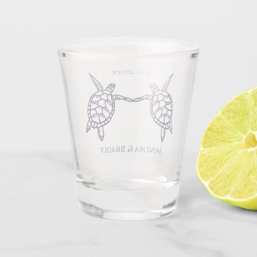 沿岸航海の結婚式の引き出物ウミガメ ショットグラス (裏面)