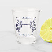 沿岸航海の結婚式の引き出物ウミガメ ショットグラス (正面)