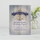 沿岸航海の金ゴールドいかりベビーシャワー 招待状 (スタンド正面)