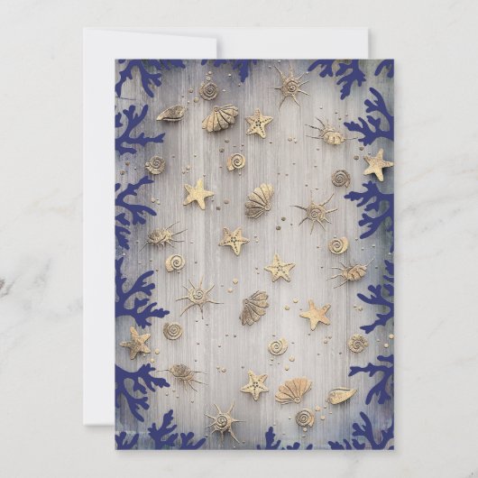 沿岸航海の金ゴールドいかりベビーシャワー 招待状 (裏面)