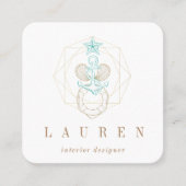 沿岸航海の金ゴールドターコイズ名刺 スクエア名刺 (正面)