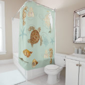 沿岸航路エグレットシーホースウミガメの貝殻 シャワーカーテン (インサイチュ)