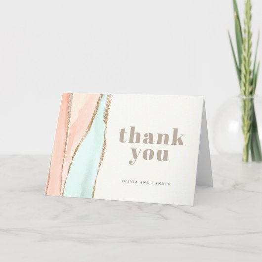 沿岸芸術的水色抽象芸術有難う カード (正面)