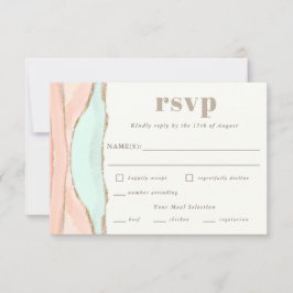沿岸芸術的水色抽象芸術RSVP 出欠カード