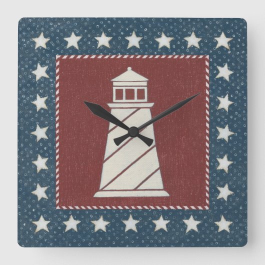 沿岸芸術 |ライトハウスon Red スクエア壁時計 (正面)