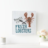沿岸芸術 |新鮮なロブスター スクエア壁時計 (ホーム)