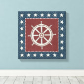 沿岸芸術 |赤の船輪 キャンバスプリント (インサイチュ (ウッドフロア))