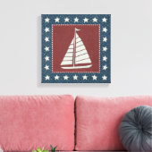 沿岸芸術 | Sailboat on Red キャンバスプリント (インサイチュ (リビング))