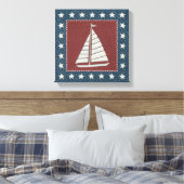 沿岸芸術 | Sailboat on Red キャンバスプリント (インサイチュ (寝室))